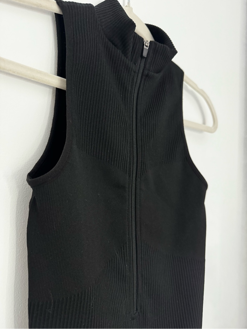 GARAGE Black Sleeveless Zip-Up Ribbed Bodysuit